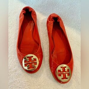 Tory Burch Orange Leather Flats